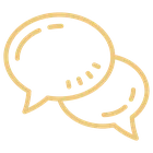 Goldene Sprechblasen als Symbol für Kommunikation