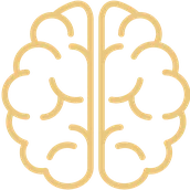 Goldenes Gehirn-Symbol für die Phase Verstehen